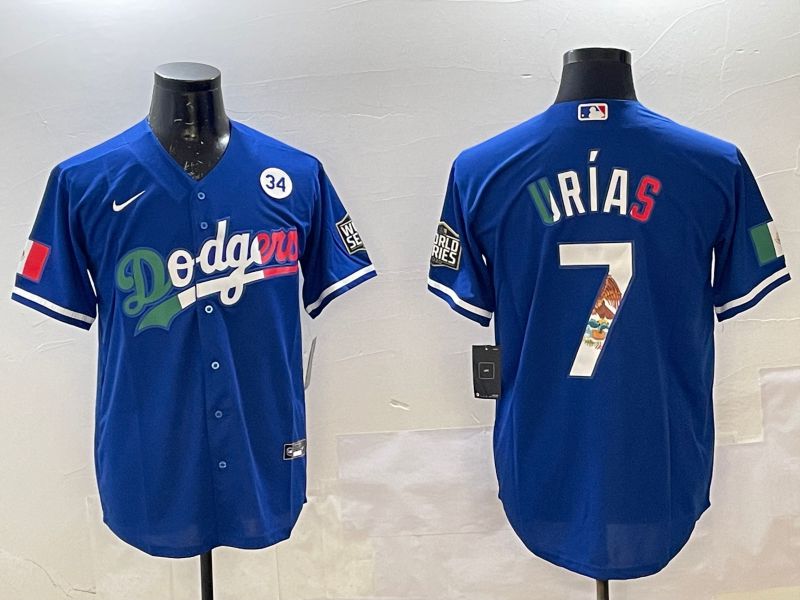 Men Los Angeles Dodgers 7 Urias Blue Fashion 2025 Nike MLB Jersey style 3